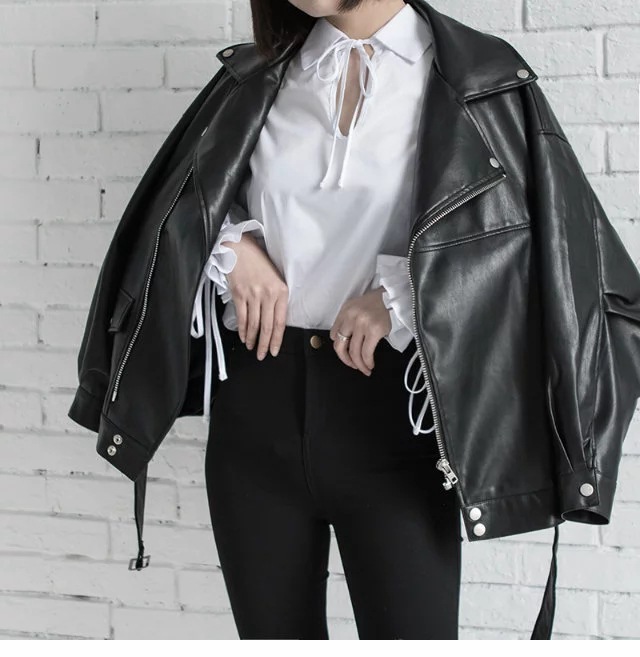 Leather Jacket Student Motorcycle Jacket - Image 3