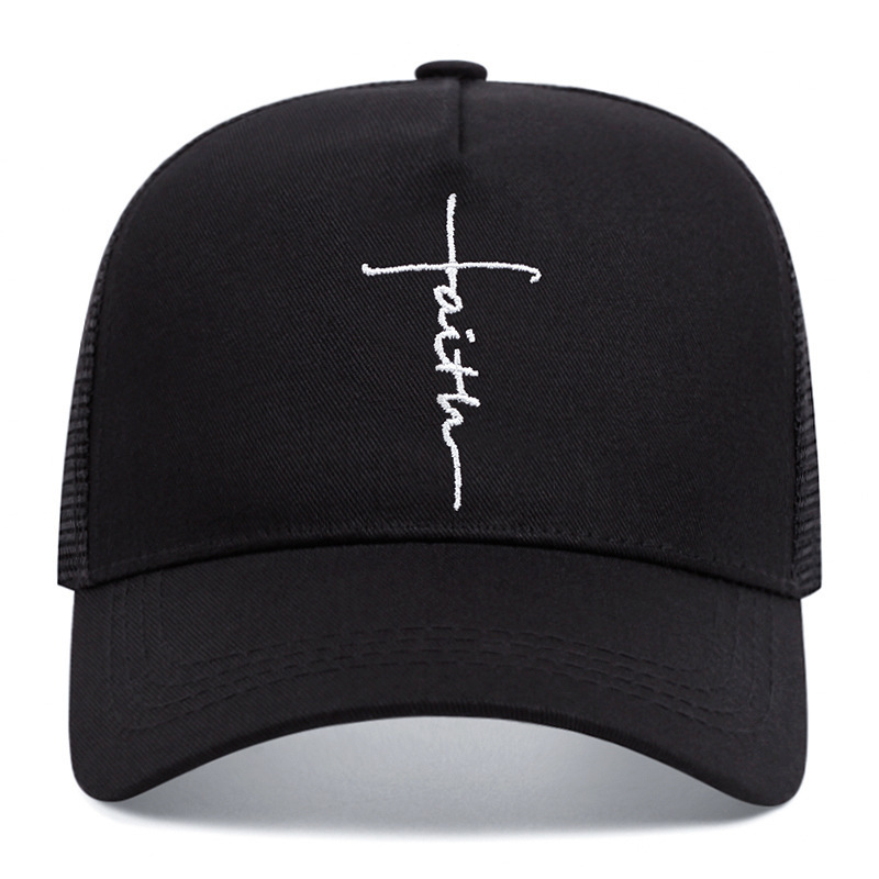 Cross English Embroidery Breathable Baseball Cap