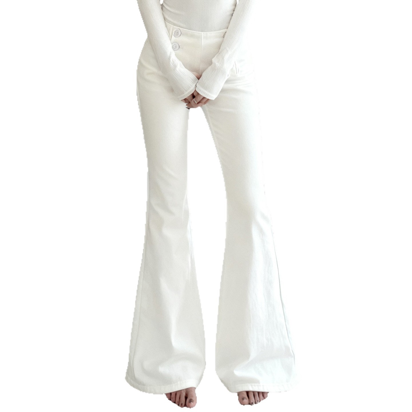 Design Breasted Access Control Waist Slimming And Hip Lifting Denim Trousers - Image 2