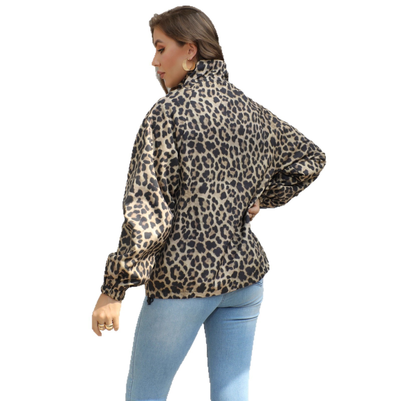 Women's Retro Loose Slimming Leopard Print Lapel Jacket - Image 2