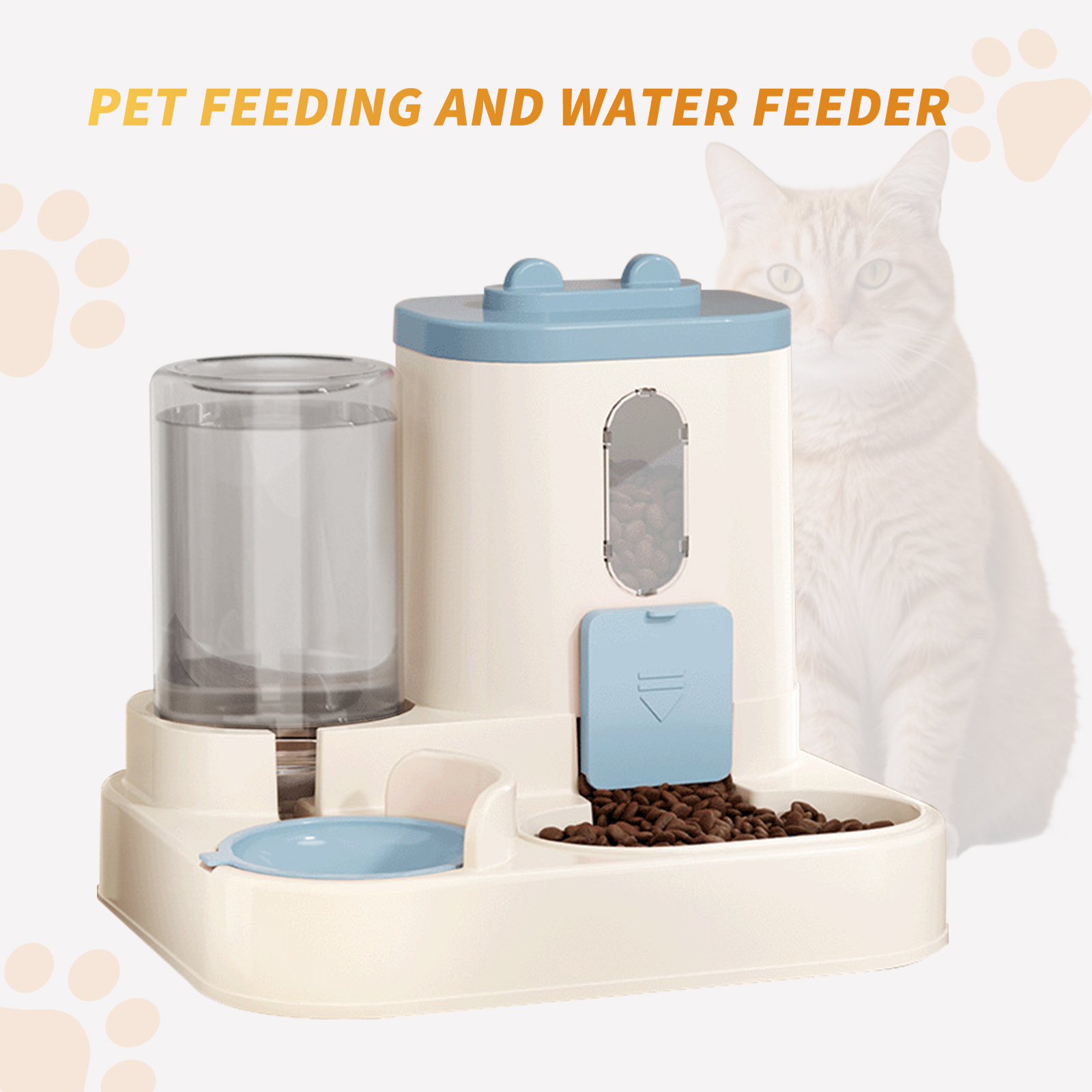 Fully Automatic 2in1 Cat Food Dispenser – Integrated Water And Food Feeding System – Cute Water Dispenser