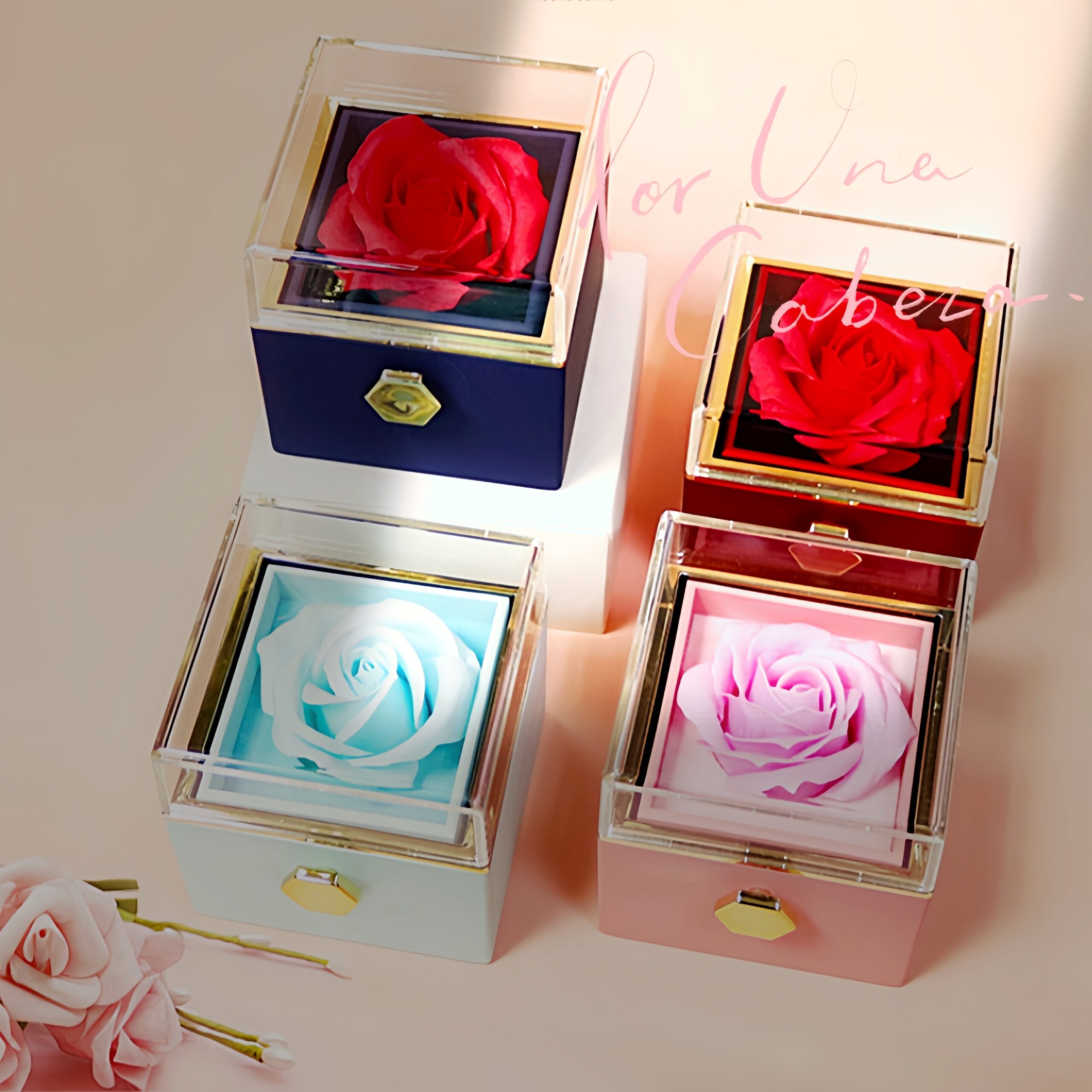 Rotating Soap Flower Rose Gift Box Creative Rotating Rose Jewelry Packaging Box Valentine’s Day Gift For Women
